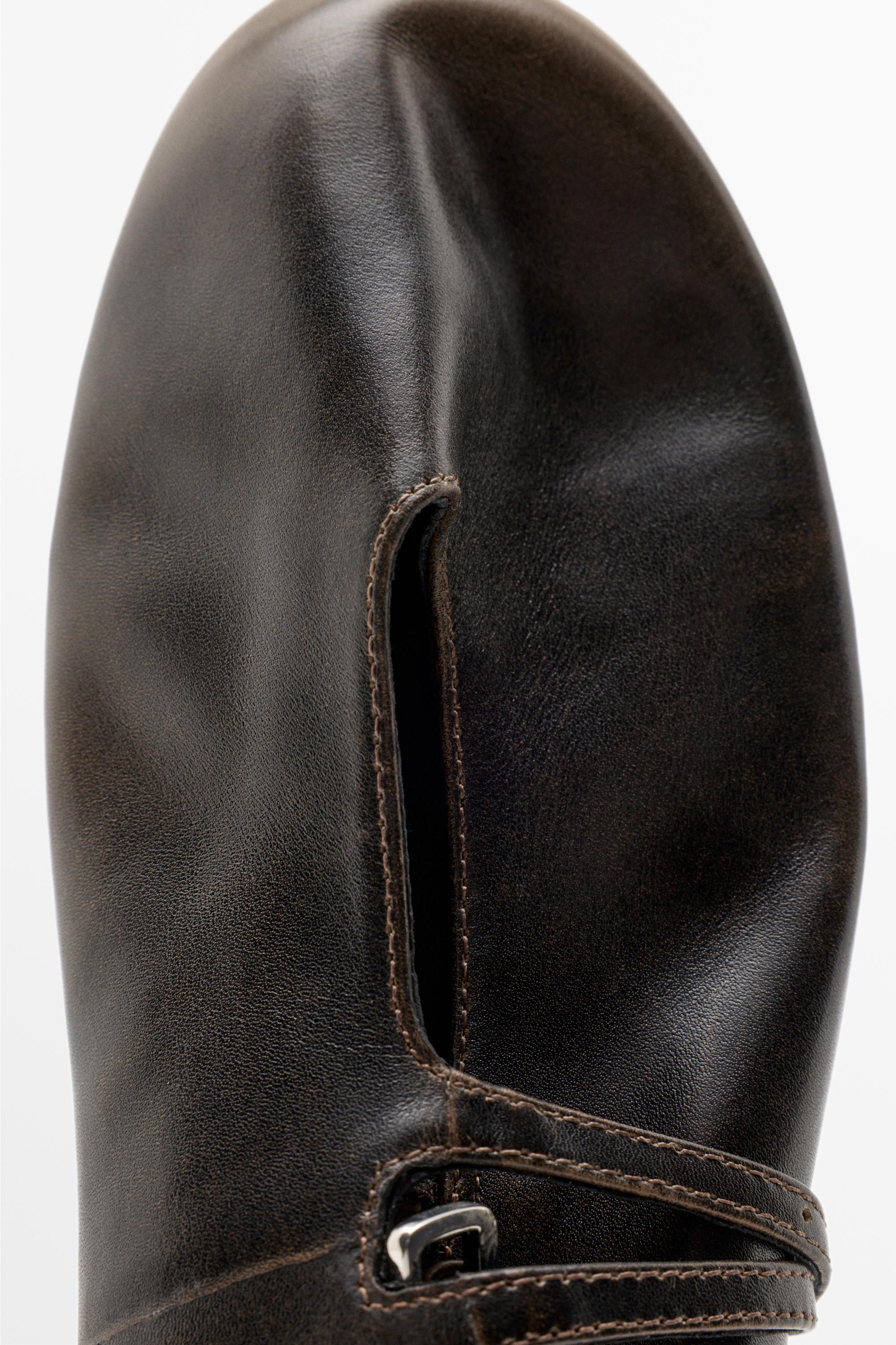 Double-strap leather ballet flat